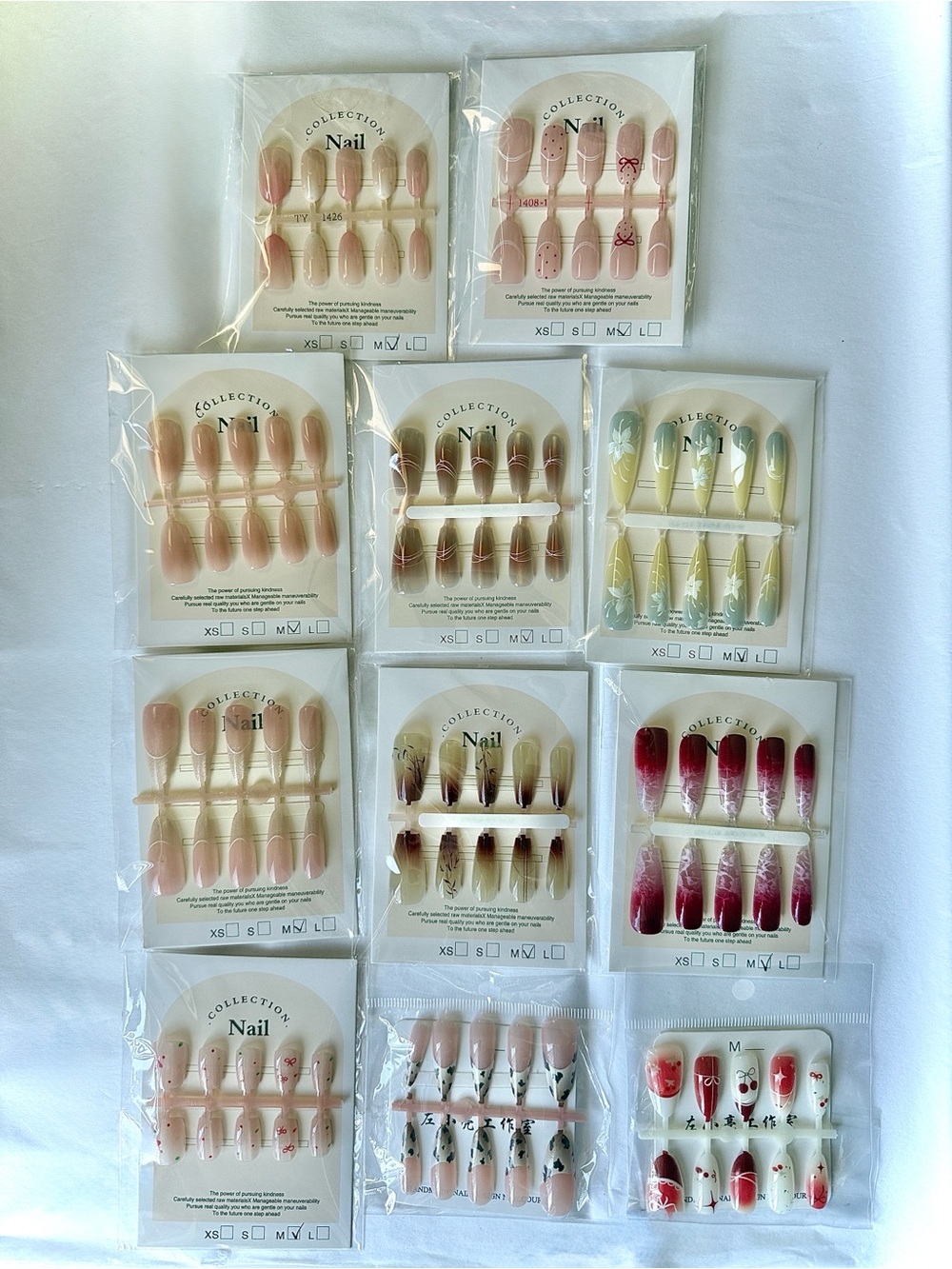 Nail Press-On sets x11 size medium bundle med-long length fun nails